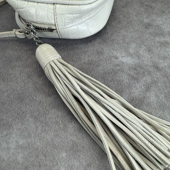 Yves Saint Laurent White Croc-Embossed Leather Blogger Crossbody Bag - Picture 6 of 12